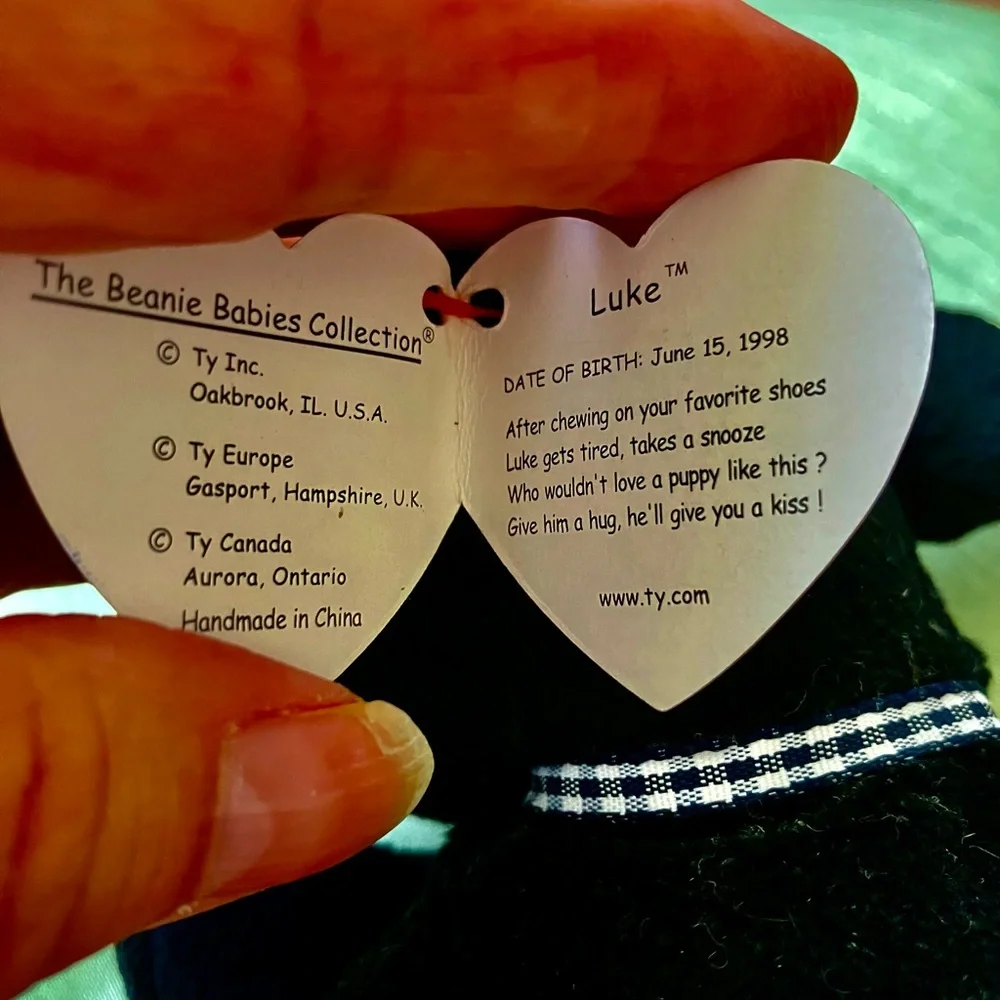 98 Ty Luke Black Lab Beanie Baby Dog Tush Tag 99 - Picture 10 of 14
